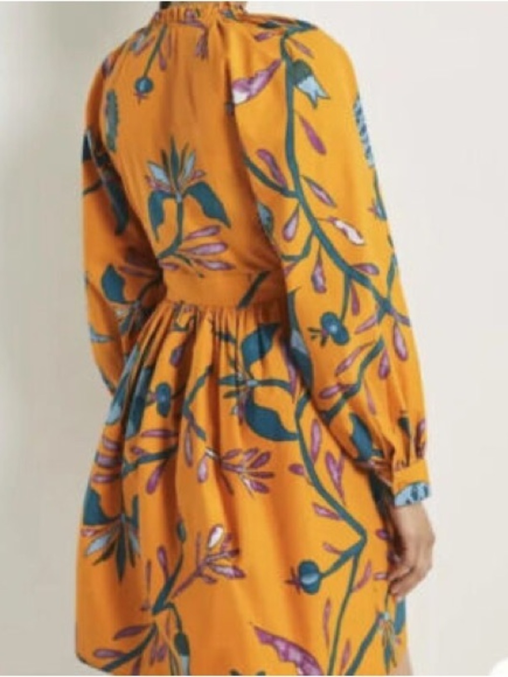 Anthropologie let me be V-Neck Long Sleeve Mini Dress in Mustard medium - Picture 4 of 9